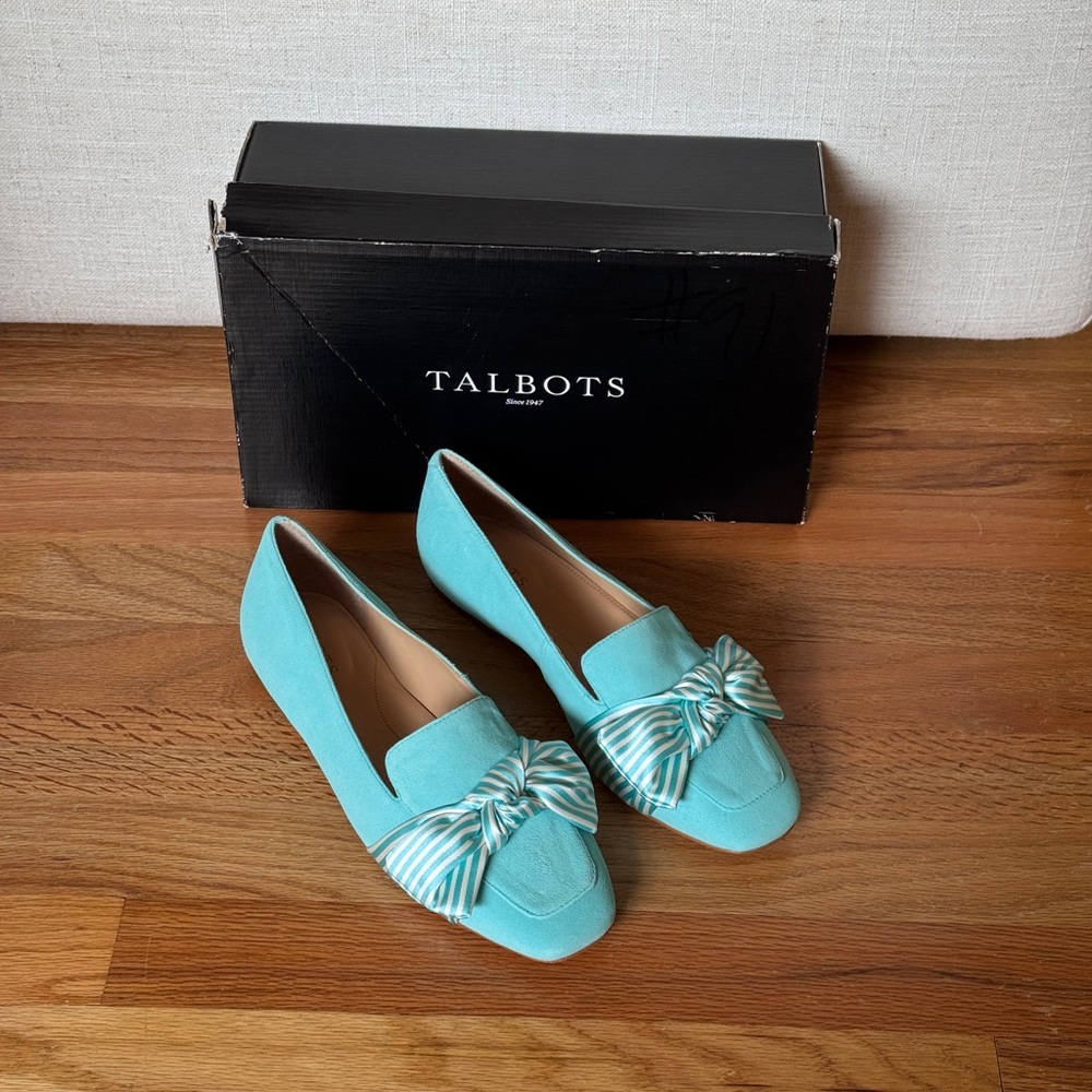 Talbots STELLA STRIPE BOW‎ SUEDE LOAFERS Size 8M